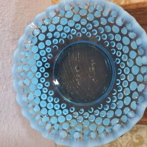 Fenton Blue Opalescent Hobnail Bon Bon Dish